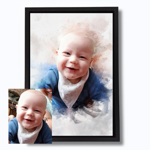 Watercolour Portrait - Canvas & Frame