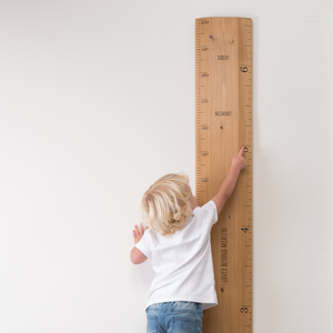 Personalised ruler height chart with loved beyond measure as well as mummy and daddy at their heights